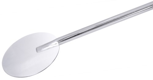 Pizzaschaufel ganz aus Edelstahl, rund, seidenmatt poliert, Stieldicke 2 cm Durchmesser Schaufel: 20 cm, Stiellänge: 130 cm