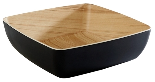 Schale -FRIDA- 25 x 25 cm, H: 7,5 cm Melamin innen: Holzoptik außen: schwarz 2,65 Liter spülmaschinengeeignet stapelbar nicht