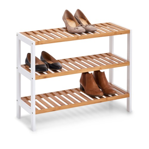 Schuhregal, Bamboo lackiert; MDF, 70x26x54 cm. Farbe: weiß. Bamboo & white - Platzsparende Aufbewahrung Ihrer Schuhe ist mit unserem