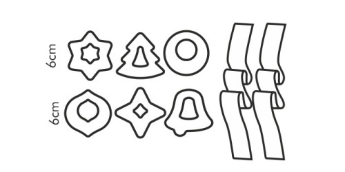 Ausstechformen Weihnachtsbaumschmuck DELÍCIA, 6 St., 2 Zierbänder Kunststoff