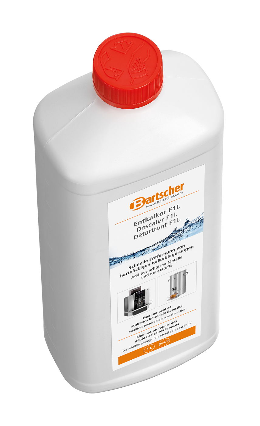 Bartscher Entkalker F1L | Ph-Wert: 0 | Maße: 9 x 6,3 x 251 cm. Gewicht: 1 kg