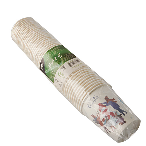 50 Trinkbecher, Pappe 0,2 l Ø 8 cm · 9,2 cm "Hello Winter" von PAPSTAR