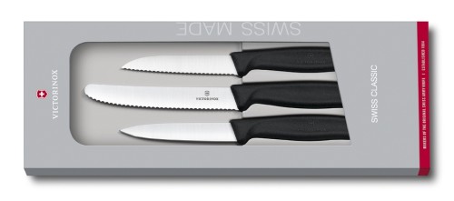 Victorinox Gemüsemesser-Set SwissClassic, 3-tlg., schwarz, Geschenkschachtel