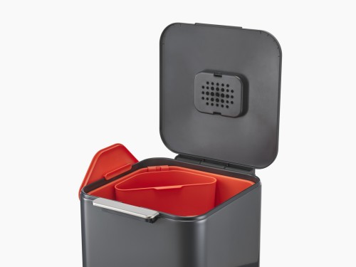 Joseph Joseph IntelligentWaste Totem Compact 40 - Abfallbehälter mit separater Recycling-Einheit, 40 Liter - graphit