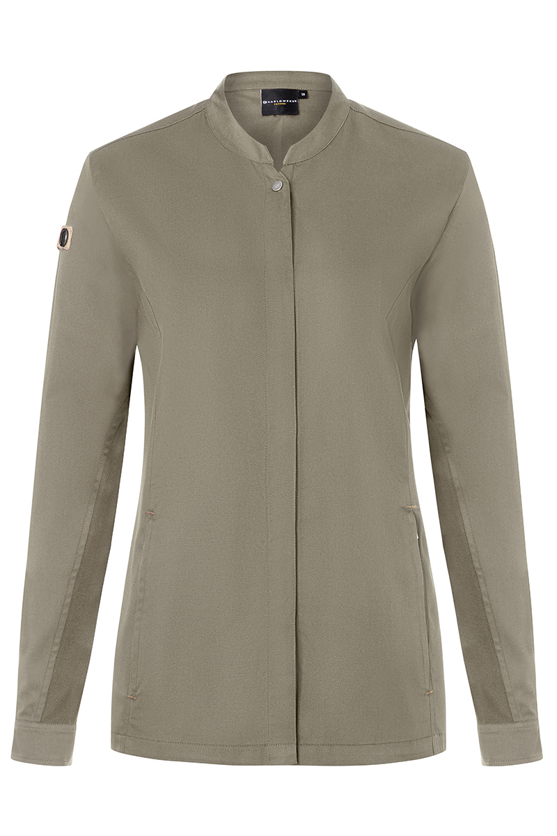 Damenkochjacke Green- Gen., aus nachhalt. Material , 72% GRS Cert. Rec. Polyester / 28% Convent. Cotton - Gr. 40 - salbei - von Karlowsky