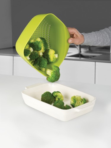 Joseph Joseph Square Colander - Eckiger Durschlag mit Abgießkanten - grün