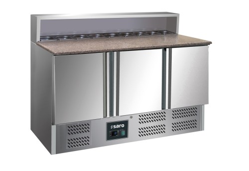 SARO Pizzatisch Modell GIANNI PS 903 - Material: (Gehäuse und Innenraum) Edelstahl; (Arbeitsplatte) Granit - 3 Türen,