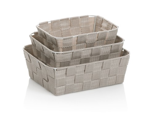 Kela Korb-Set Alvaro aus PP-Faserband, silbergrau