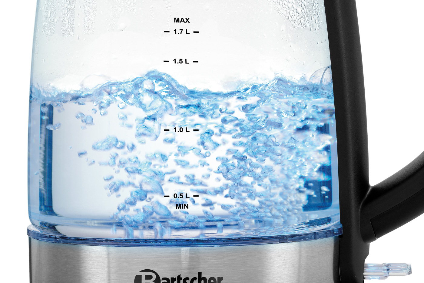 Bartscher Wasserkocher 1,7 GLASKochstopp-Automatik: Ja | Maße: 16 x 23 x 23,5 cm.Gewicht: 1,3 kg