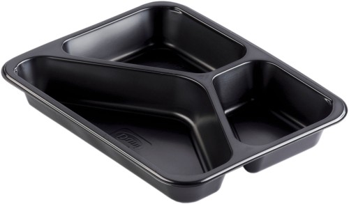 Duni PP-Schale Caterline 227 x 178 x 32 mm Schwarz 3-Teilung, 216 Stk/Krt (1 x 216 Stk)