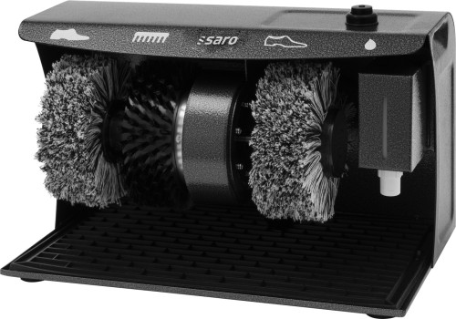 SARO Schuhputzmaschine Modell ESP 006 - 2 Polierbürsten und 1 Vorreinigungsbürste - Schuhcremespender für ca. 230 ml -