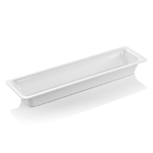 GN 2/4 Behälter, mit glattem Rand. Material: Melamin. Serie: GN 97. Inhalt in Litern: 3,6. Farbe: weiß. Maße: Höhe: 65 mm