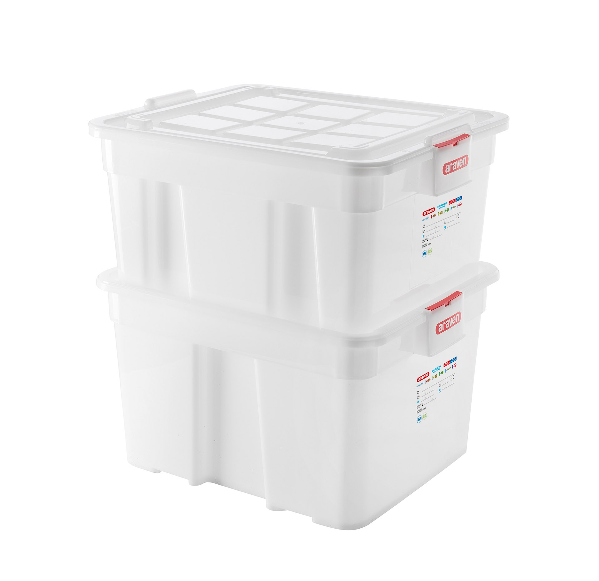 ARAVEN GN 2/1 Lebensmittelbehälter aus HDPE Kunststoff, 380mm Höhe und 90 Liter Fassungsvermögen