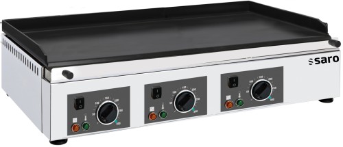 SARO Griddleplatte Modell GPK 800 Made in Europe - Material: Edelstahl - Bratplatte glatt - Keramische Beschichtung - Spritzschutz an drei
