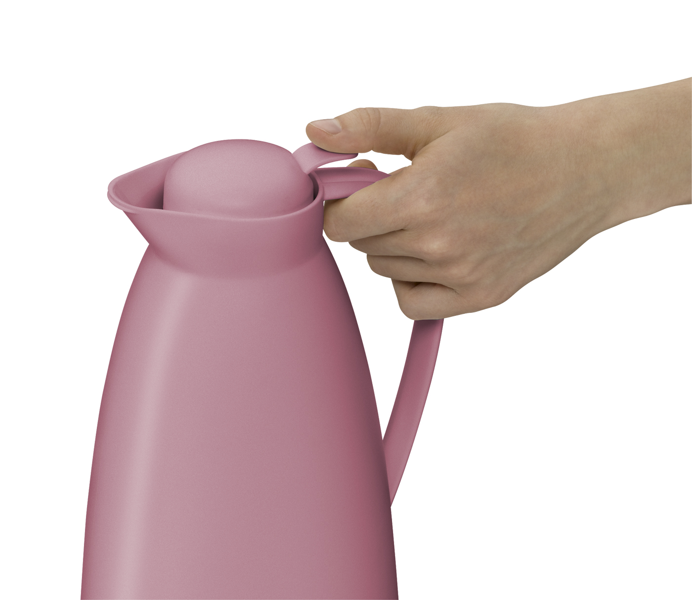 Isolierkanne Eco romatic rose mat 1,0 l; Design by Martin Hauenstein; hochwertiger Kunststoff gefrostet mit Hartglaseinsatz