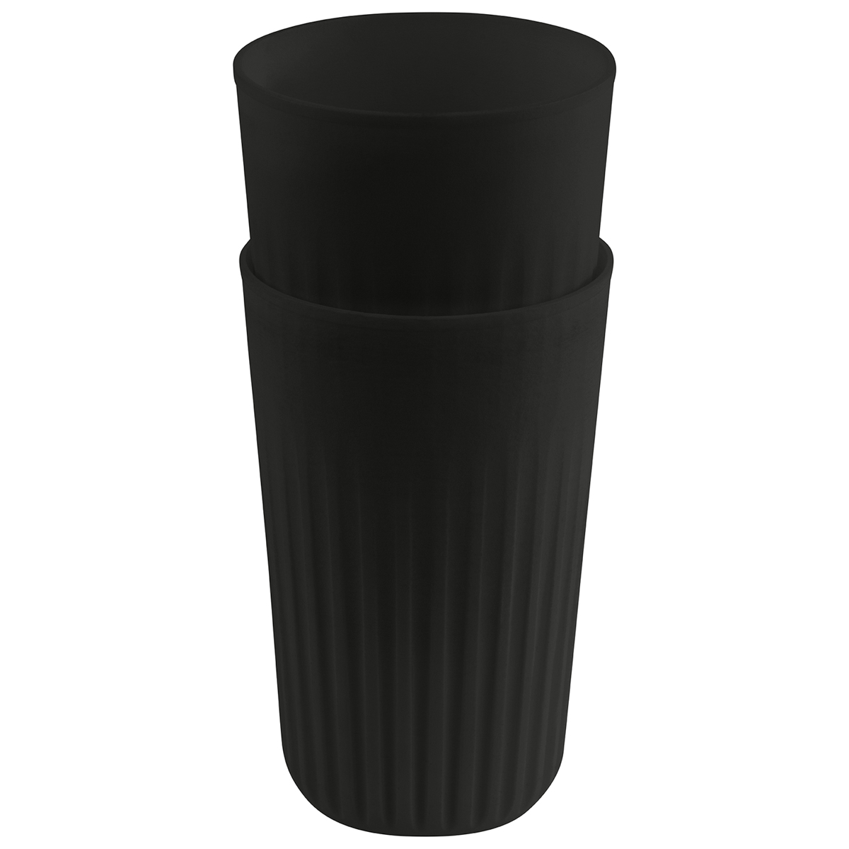 Mehrwegbecher -TO GO-, Ø 8,5 cm, H: 13,5 cm, 400 ml, Polypropylen, schwarz, (ohne Deckel)