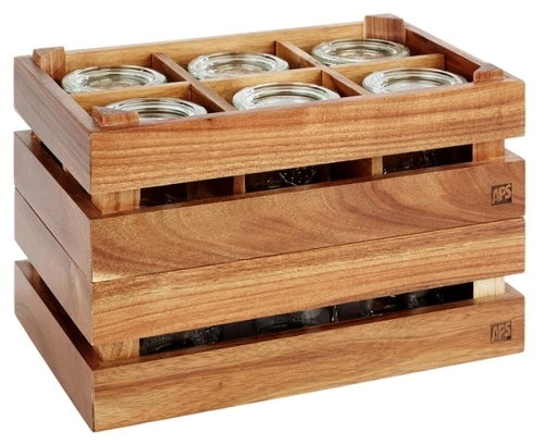 Holzbox -SUPERBOX- 29 x 18,5 cm, H: 10,5 cm Akazienholz passend zu GN 1/4 nicht spülmaschinengeeignet stapelbar Farbe: Braun