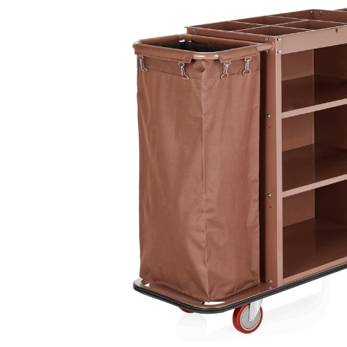 Ersatzwäschesack. Seiten- und Rückwand aus furniertem Holz, aufsatzrahmen mit Einteilung aus kunststoffbeschichtetem Holz, 2 schwenkbare