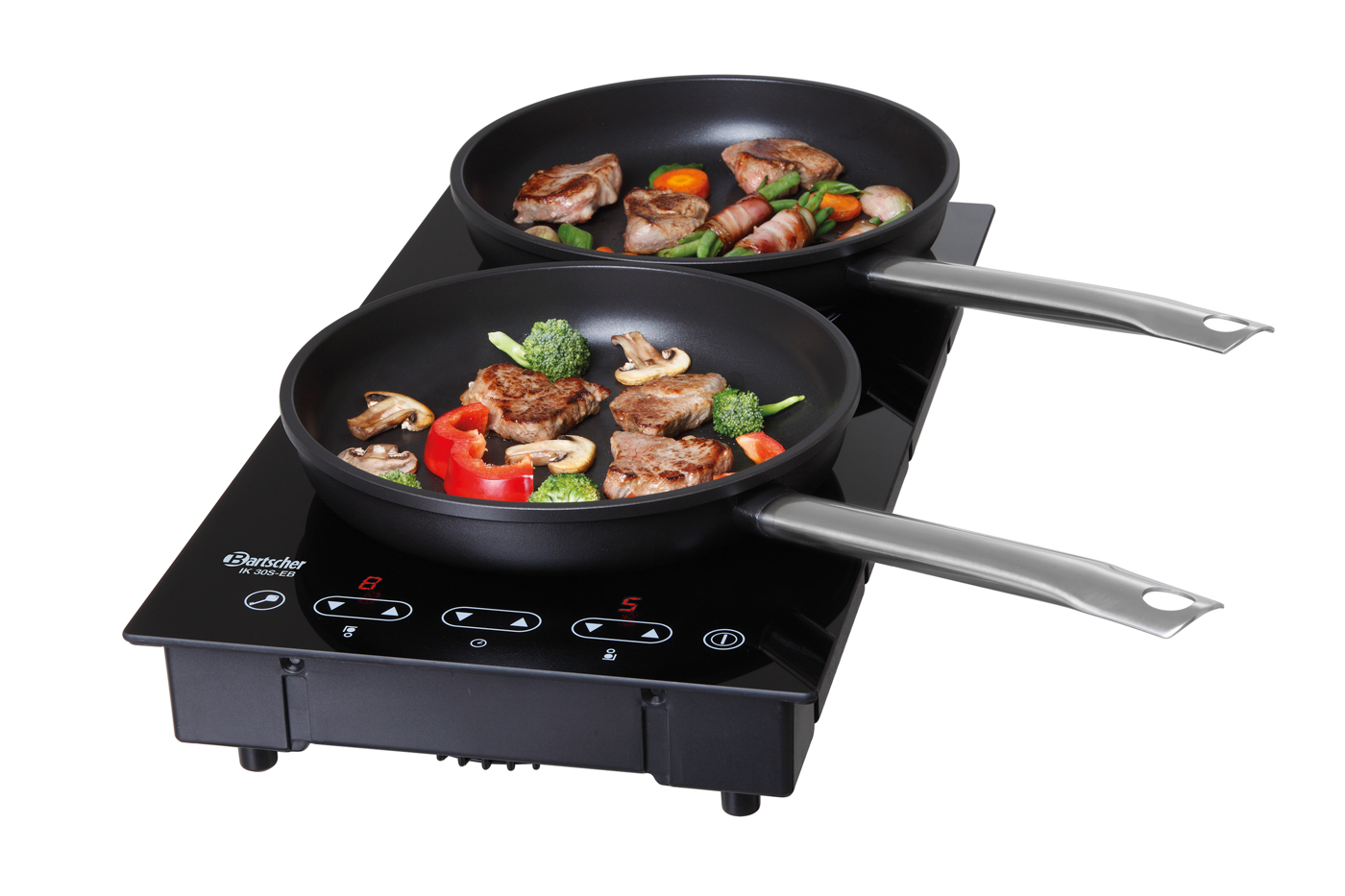 Bartscher Einbau-Induktionskocher IK 30S-EB |Anzahl Kochstellen: 2 | Maße: 29 x 51 x 8,3 cm.Gewicht: 4,5 kg