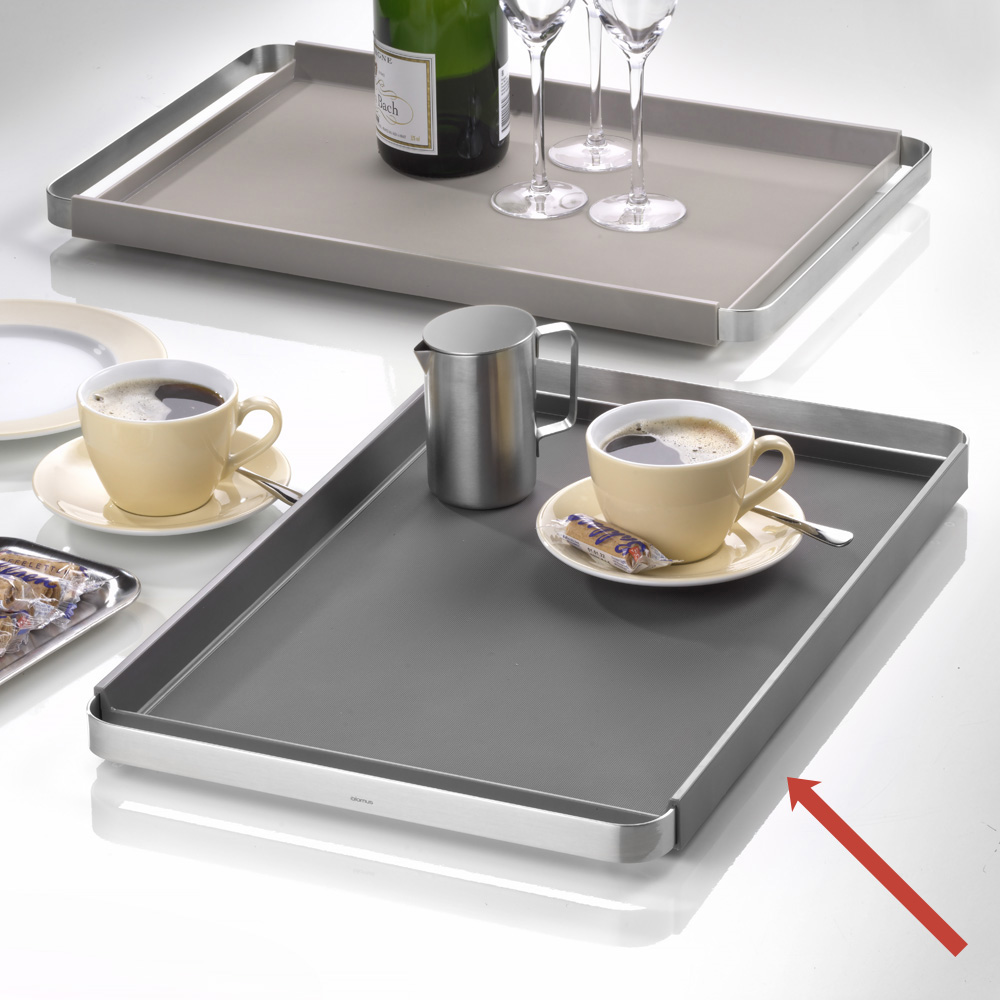 Blomus Tablett PEGOS, rechteckig, mit rutschhemmender Silikonauflage, Maße: 50x32x3,7 cm, Farbe: warm gray