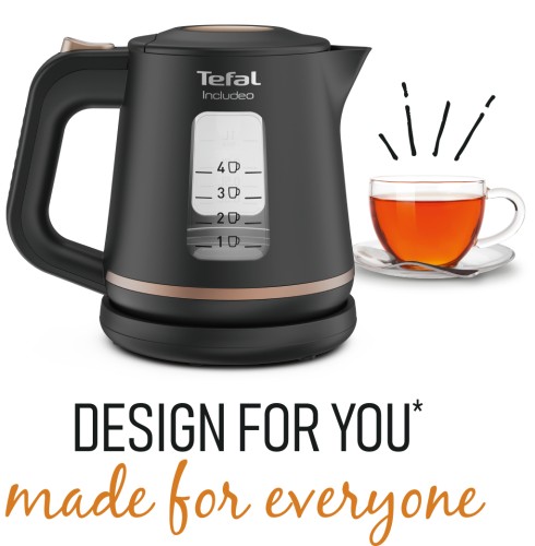 Tefal Includeo Kettle, einfach zu verwendender elektrischer Wasserkocher, 1 l, überdimensionale Funktionen, Anti-Rutsch-Griff, einfach