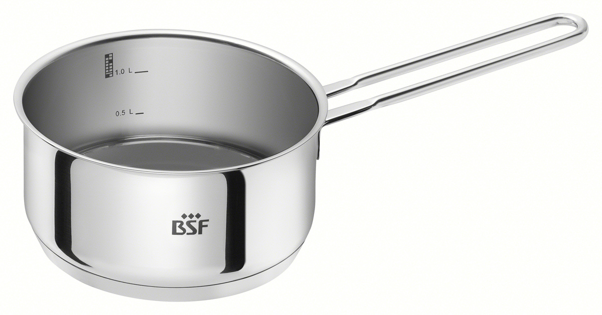 Stieltopf, 16 cm, rund, 18/10 Edelstahl, Serie: Bordeaux. Marke: BSF