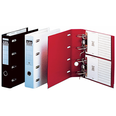 ELBA Doppelordner rado plast 75mm 2 x DIN A5 quer 4 Bügel Pappe schwarz