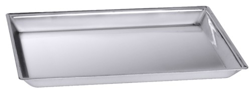 Ausstelltablett , seidenmatt poliert aus Edelstahl 18/10, mit offenem, glattem Rand, schwere Qualität Länge: 21 cm, Breite: 14,5 cm,