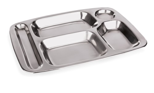 Abteilschale. Chromnickelstahl. 5-fach Unterteilung. Maße: 36 x 27 cm.