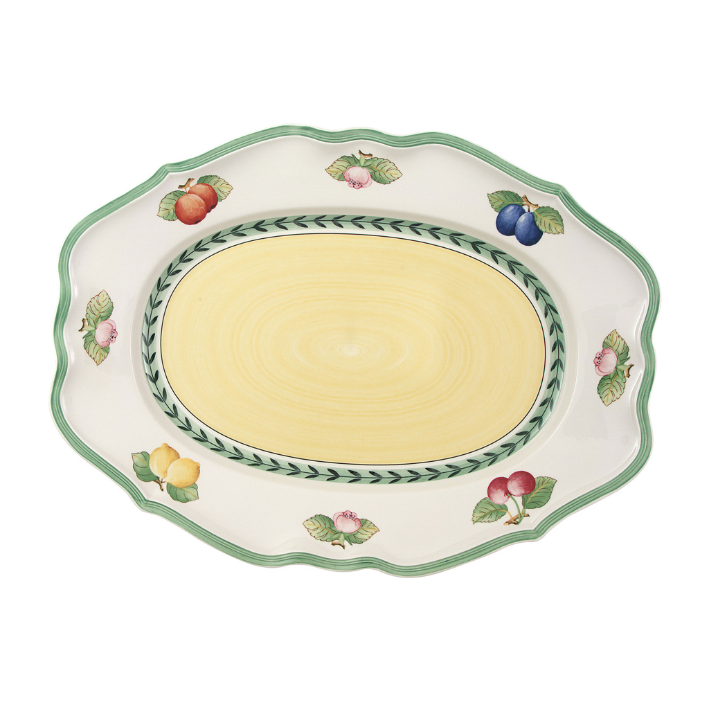 Villeroy und Boch Platte oval - Maße: 42,5 x 31 x 4,2 cm / Ser.: French Garden Fleurence