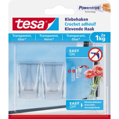 tesa® Haken 1kg transparent 2 St./Pack.