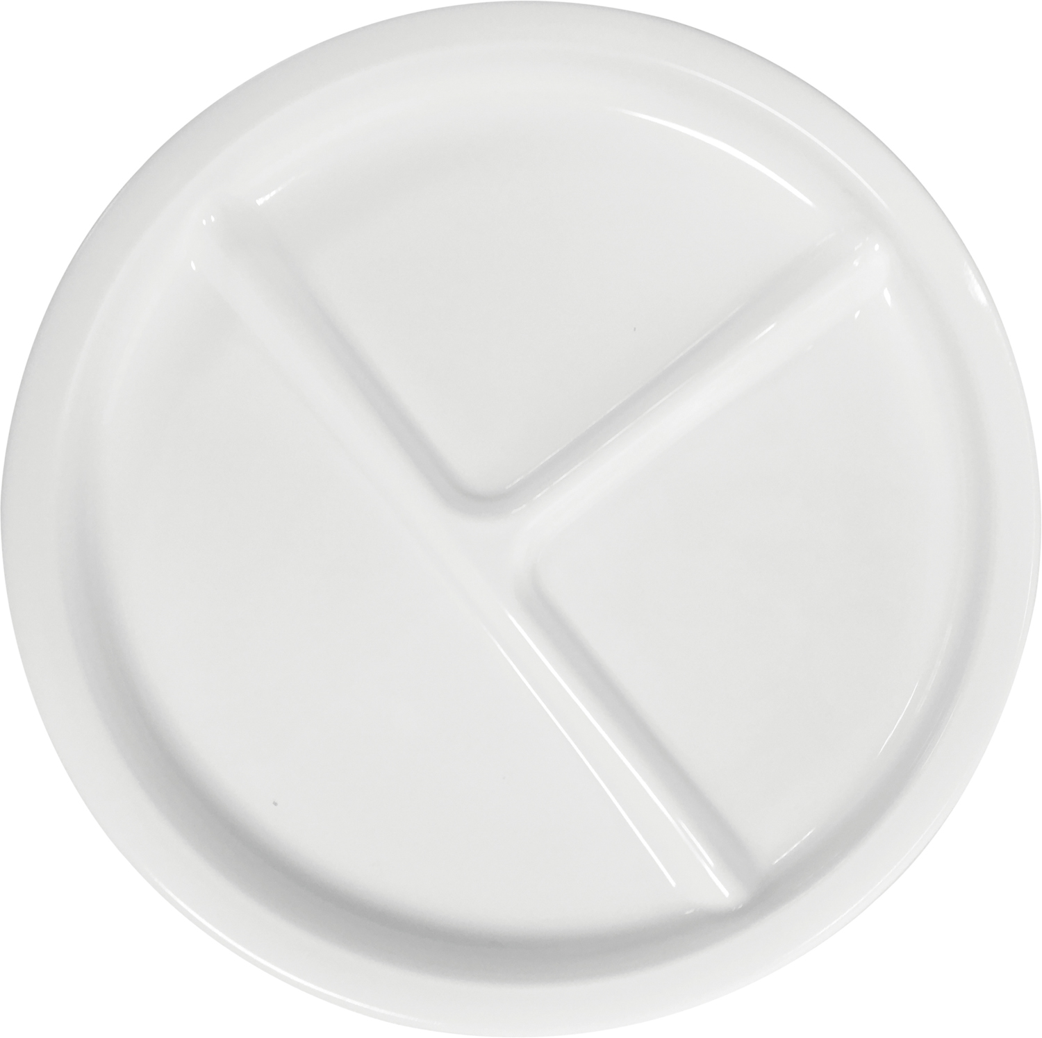 Menüteller RESTAURANT, 3-geteilt, Durchm. 23 cm, aus weißem Opalglas, gehärtet. Von Arcoroc.