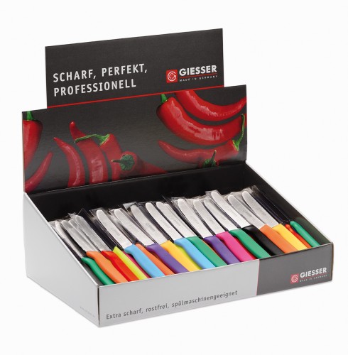 Thekendisplay; 72-tlg., schwarz, gelb, rot, grün, hellblau, limette, orange, pink, violett, Giesser