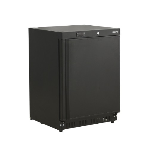 SARO Lagerkühlschrank - schwarz, Modell HK 200 B - Material: (Gehäuse) Stahl einbrennlackiert, schwarz; (Innenraum) Kunststoff, weiß - Tür