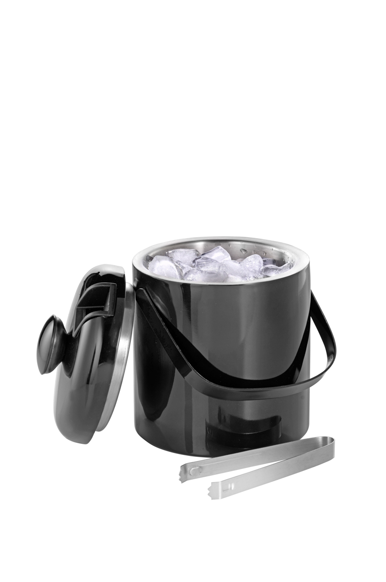 Eiskühler / Eiseimer LINCOLN, Edelstahl,  1,3 ltr, mit schwarzer Lackierung.