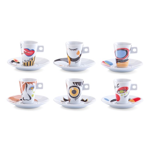 Zeller Espresso-Set, 12-tlg., Faces, Porzellan