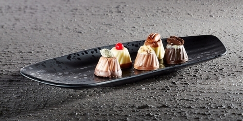 Tablett -GLAMOUR- 30 x 11 cm, H: 3 cm Melamin, schwarz spülmaschinengeeignet stapelbar nicht mikrowellengeeignet keine