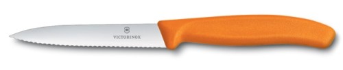 Victorinox SwissClassic Gemüsemesser, Mittelspitz, Wellensch, 10 cm, orange