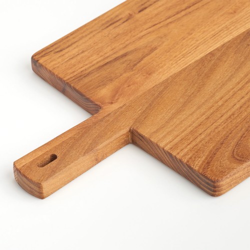 Schneide-/Servierbrett m. Griff, Teakholz. Länge: 430 mm. Breite: 240 mm. Höhe: 18 mm