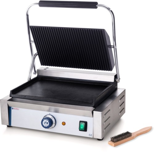 HENDI Kontaktgrill - Panini - 430x370x(H)210 mm - oben gerillt, unten glatt - 2200 W