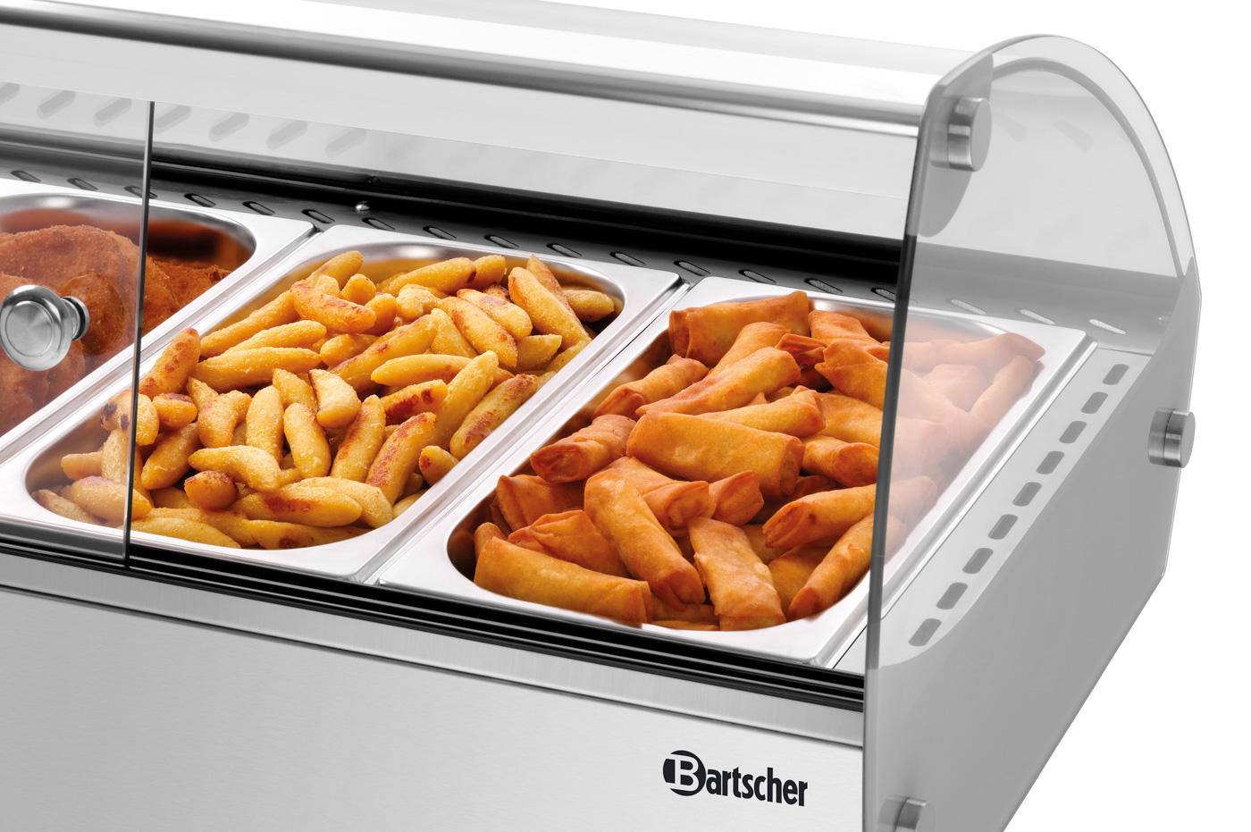 Bartscher Heiße Aufsatzvitrine R4 4 x 1/3 GN |Temperaturbereich von: 30 °C | Maße: 77,5 x 42 x33,5 cm. Gewicht: 16,2 kg
