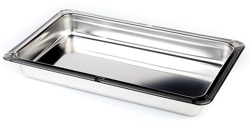 GN 1/1 Tablett / Behälter 53 x 32,5 cm, H: 2 cm 18/10 Edelstahl hochglanzpoliert 1,7 Liter -PROFI LINE- spülmaschinengeeignet