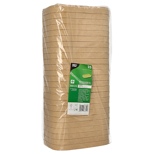 25 Deckel für Verpackungsbecher, Pappe rechteckig 2 cm x 17,3 cm x 12,3 cm braun von PAPSTAR