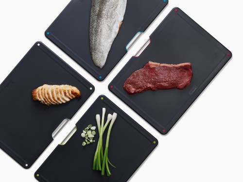 Joseph Joseph Folio Steel 4-teiliges Schneidebrett-Set – Carbonschwarz