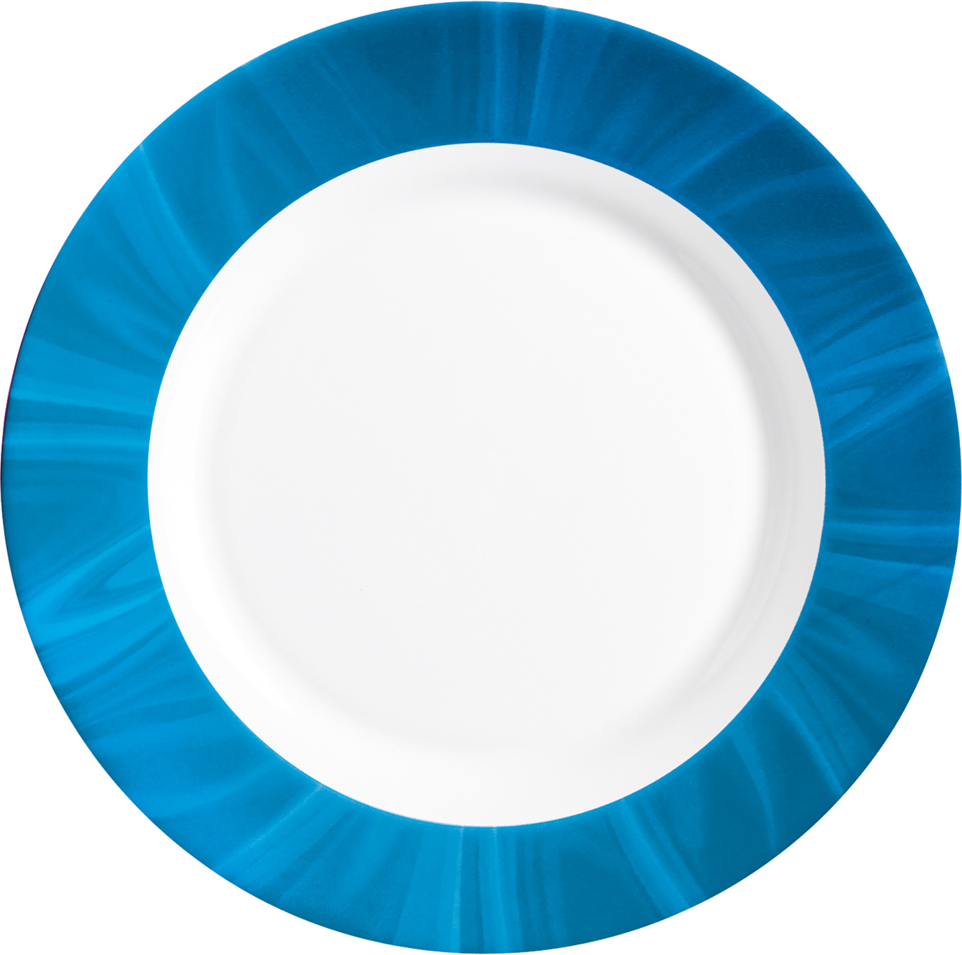 Suppenteller NATURA mit blauem Muster. Durchmesser 23 cm, aus Opalglas. Von Bormioli Rocco.