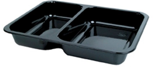 Duni CPET-Schale 225 x 175 x 35 mm Schwarz 2-Teilung, 250 Stk/Krt (1 x 250 Stk)