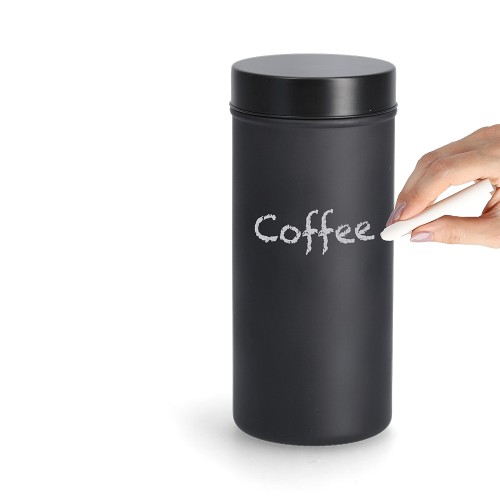 Vorratsglas m. Metalldeckel, 1250 ml, schwarz / Maße: Ø 10x22,5 cm