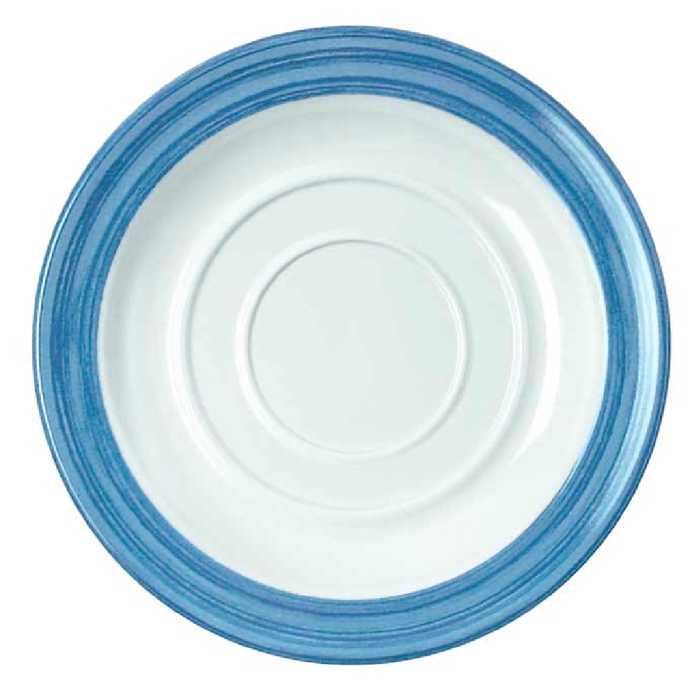 WACA Kaffeeuntertasse BISTRO in weiß-blau, aus Melamin. Durchmesser: 14 cm.