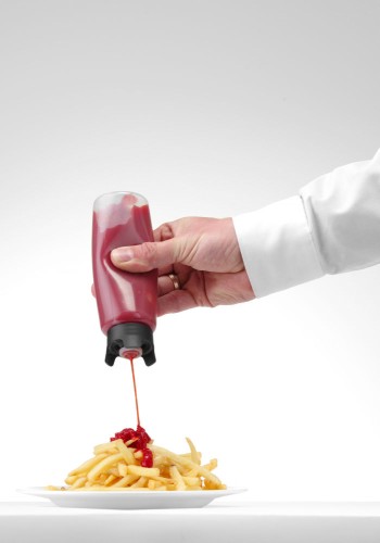 Spenderflasche von Hendi, tropffrei, transparent schwarz 230 ml