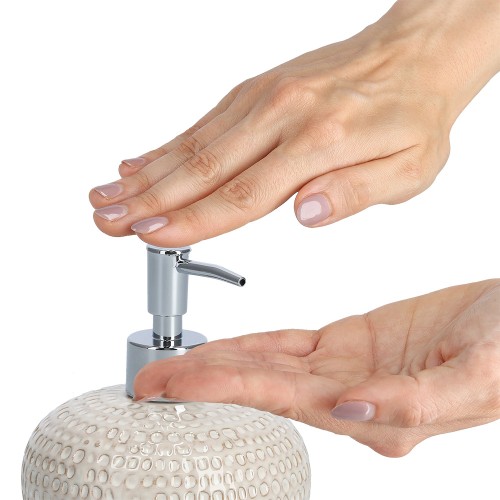 Seifenspender "Natural Structure", Steingut, beige / Maße: Ø 11,8x13,7 cm